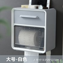 卫生间纸巾盒厕纸盒抽纸盒防水免打孔浴室卫生纸厕所卷纸盒置物架(白色双层【免打孔  抽纸卷纸通用 可置垃圾袋】)