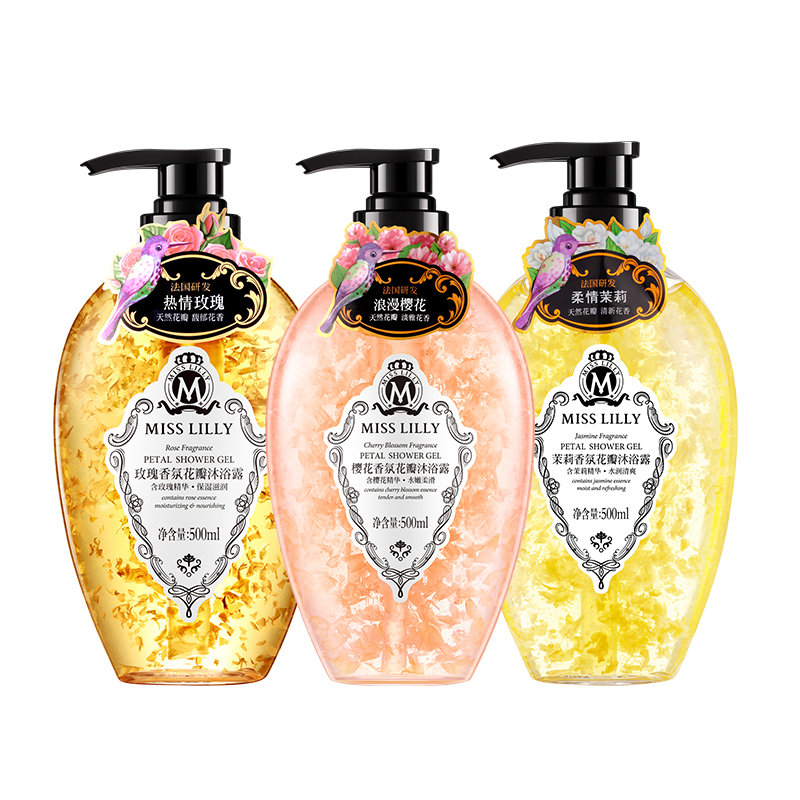 沐浴蜜斯莉香氛花瓣沐浴露男女香体持久氨基酸沐浴露白色樱花玫瑰520g