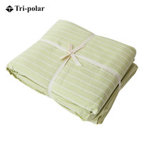 新款水洗棉四件套床罩被罩枕套色织纯棉简约条纹床上用品套件2358(浅绿细条 1.8m)