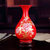 时尚家居装饰摆设景德镇陶瓷经典花瓶中国红玉壶春瓶（含底座(花开富贵)