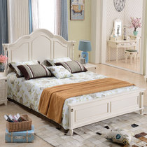 圣肯尼家具 地中海床美式乡村主卧床1.5米双人床田园大床卧室成套(象牙白 1.5m床+床头柜+床垫)