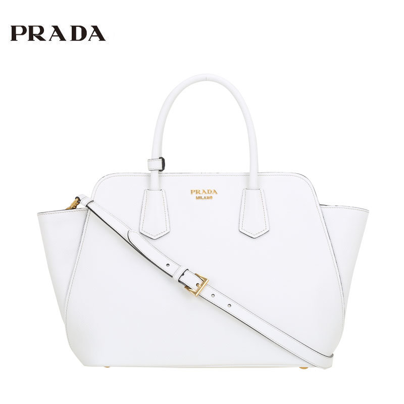 【普拉达奢侈品/手提包图片】prada 普拉达 shopping 水晶白色 压纹