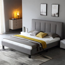 A家家具 北欧卧室家具实木脚布艺床 现代简约软靠双人床 DA0173(1.5米 架子床*1+床垫+床头柜*2)