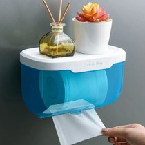 彩色透明纸巾盒家用卫生间纸巾盒免打孔壁挂式厕所防水抽纸盒收纳(红色 大号)