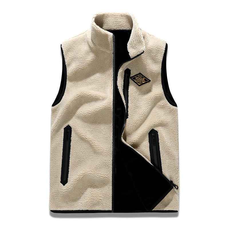 马甲背心男吉普战车春季摇粒绒马甲男立领加绒加厚保暖外套工装坎肩