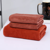 斜月三星【3条装】超细纤维毛巾干发巾GF棕色套装（1条毛巾+2条方巾） 快速吸水速干