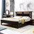 恒兴达 橡胶木新中式实木床1.8米现代中式双人床1.5米婚床主卧家具(1.5*2米黑檀色 单床)