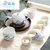 创简坊（CJIANFF） 陶瓷茶具套装 功夫茶具盖碗茶杯茶壶整套青花瓷茶碗茶海家用  7件(10头茶壶青莲雅0)(7件)