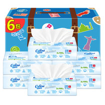 可心柔V9婴儿纸巾3层100抽*6 保湿面巾纸宝宝专用餐巾纸
