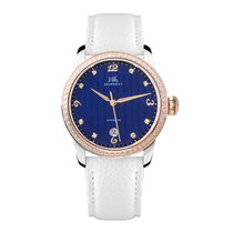 上海手表女士手表 全自动机械表 时尚潮流镶钻防水皮带女表802(玫金蓝面 皮带)