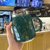 创意情侣陶瓷马克杯高档办公室带盖喝水杯子高颜值大容量早餐杯(墨绿470ml)