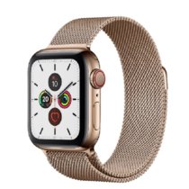 （Apple） 苹果Apple Watch Series 5智能手表iwatch5苹果手表(金色不锈钢表壳+金色米兰尼斯表带 44mm GPS+蜂窝网络款)