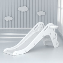 儿童室内加长滑梯多功能组合游宝宝家用可折叠小型幼儿园环保安全(白色有球框滑梯 默认版本)