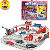 鸭小贱 儿童玩具轨道系列拼装1:64合金电动工程车模型玩具车305(消防系列)