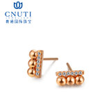 CNUTI粤通国际珠宝 18K镶嵌钻石 光珠耳钉项链 套装