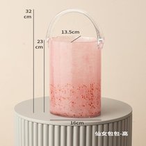 南十字星 创意手提玻璃花瓶ins客厅插花摆件水培透明草莓包包花瓶(草莓仙女包包高款)