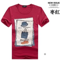夏季男士短袖T恤棉卡通印花男式t恤潮男装(红色 XXL)