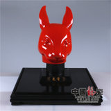 中国龙瓷德化白瓷 *陶瓷工艺品瓷器 陶瓷装饰 中国红艺术礼品摆件 十二兽首-红（兔首）ZGH0188