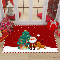 圣诞节狂欢卡通地垫家用入户门口脚垫防滑玄关地毯卧室圣诞装饰(雪地大狂欢 60*90厘米)