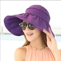 可折叠遮阳帽防晒帽子防紫外线帽大檐帽海边沙滩太阳帽空顶帽(紫色)