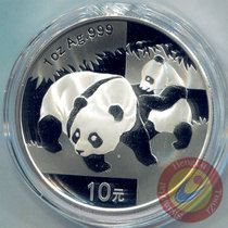 中国金币 2008年熊猫金银币 1盎司熊猫银币 纪念币(无盒装1枚)