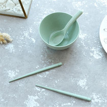 有乐小麦秸秆米饭碗 泡面碗A484儿童汤碗 家用碗筷餐具套装lq2014(绿色三件套)