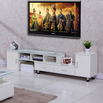 亿宸贵苏电视柜 可伸缩小户型客厅钢化玻璃电视柜卧室地柜(暖白色)