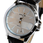 香港威龙钢带男士手表 专柜品牌硬牛皮时尚休闲手表 1070送手挽袋(硬牛皮白盘)