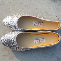 老北京单鞋亮片休闲工作舞蹈布鞋开车女鞋HX(银色 40)