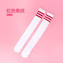 SUNTEK儿童长筒袜春秋季学生舞蹈袜子男童足球袜女童白色棉过膝袜中筒袜(过膝XL码（建议身高145-165厘米，13岁以上） 【1双】红色条纹)