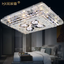 和家喜 LED大气水晶灯现代简约客厅灯长方形卧室吸顶灯LED餐厅吊灯具灯饰(方形110*80cm送18个暖白灯泡)