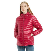 冬季新款大码轻薄羽绒服女士款连帽装修身羽绒服外套时尚羽绒服8518(红色 XL)