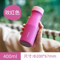 保温杯女可爱高颜值304不锈钢学生简约便携户外儿童水杯7xz(玫红色400ml【亮面漆】)