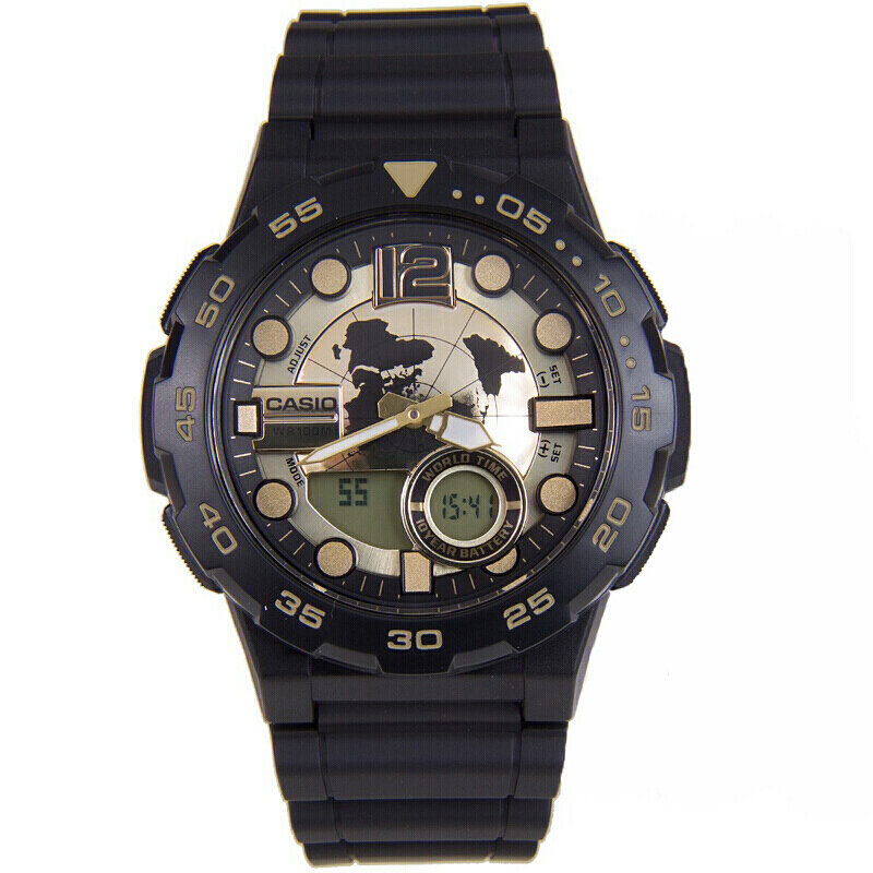 casio男表防水双显电子手表男学生表日韩腕表(aeq-100bw-9a)图片慈