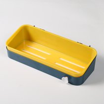 竹咏汇  浴室免打孔双色塑料收纳盒 浴室置物架 收纳蓝厨房卫生间壁挂塑料三角收纳置物架(A款黑架+原野橡木)