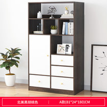 竹咏汇  书架书柜简约落地 多层家用简易客厅置物架省空间经济型客厅储物柜(A款黑胡桃81长24宽180高)