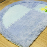 木儿家居 地垫半圆可机洗吸水防滑地毯 脚垫厨房卫生间进门垫(窗边小花蓝色款 45*70cm)