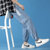 传奇保罗牛仔裤男潮牌2021年夏季薄款直筒宽松束脚休闲舒适长裤子（M-4XL）812302(蓝色 XL)
