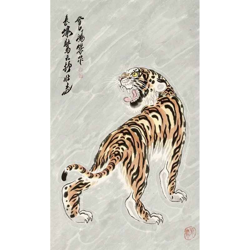 国画卢鸿杰 长啸惊天抒壮志> 国画 花鸟画 水墨写意 虎 竖幅立轴返回