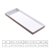 原创白色盘子塑料长方形托盘家用桌面收纳盘北欧茶水杯托盘置物盘(555-白色 默认版本)