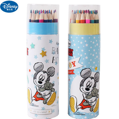 迪士尼桶装彩色铅笔36色涂色填色彩笔绘画彩色铅笔卡通彩笔D01193(米奇蓝随机发)