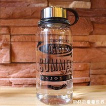 玻璃杯子便携 大容量水杯1000ml 耐热创意户外运动健身泡茶水瓶(1000ML无茶隔)