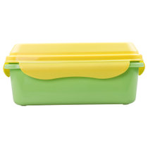甜厨（TenCook） 940ml彩色系列抽真空保鲜盒 饭盒便当盒 微波炉冰箱可用 樱草黄+松花绿 无分隔 TCVSB01104