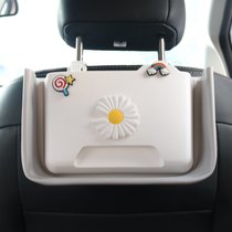 卡通车载垃圾桶女神款可折叠圾桶袋后座椅背挂式创意置物桶收纳盒(白色-小雏菊)