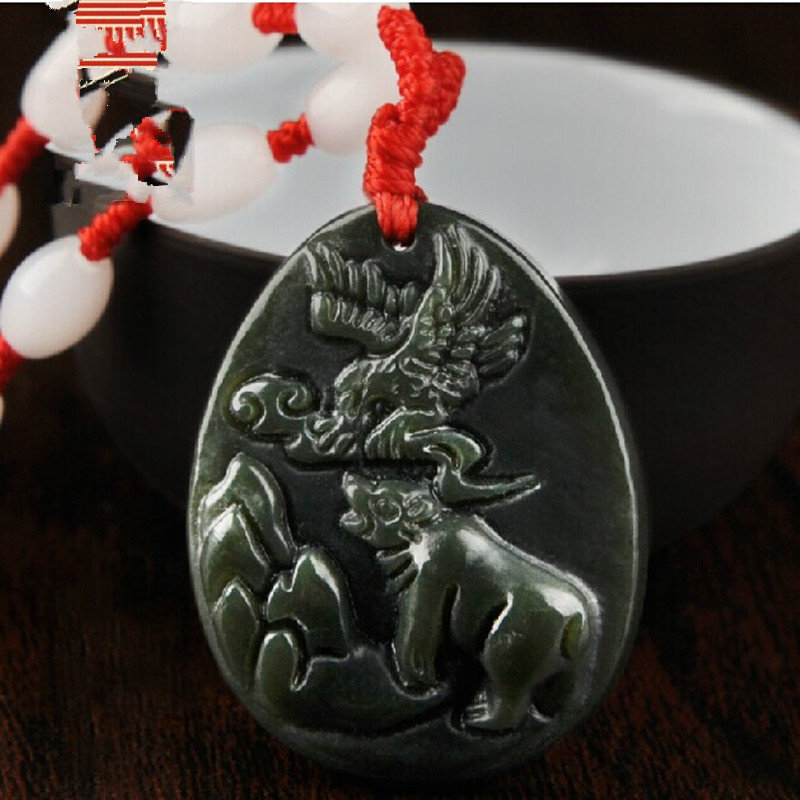 慈元阁正2015年十二生肖属虎吉祥物雄英齐辉玉坠和田青吊坠