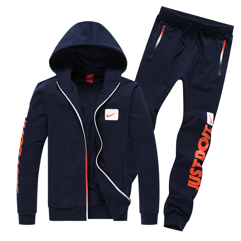 运动套装nike耐克运动套装连帽运动服拉链衫运动裤5866黑灰蓝蓝色3xl