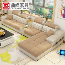 曲尚（Qushang）沙发 布艺沙发 可拆洗 客厅家具8723(双人+贵妃)