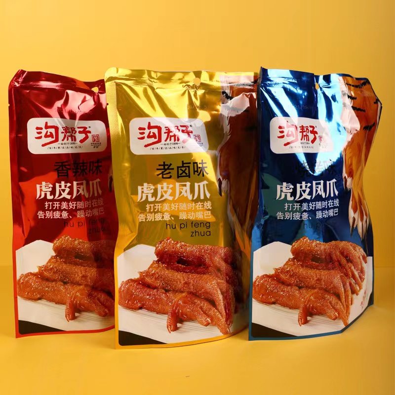 辽宁沟帮子虎皮凤爪香辣烧烤老卤味鸡爪子鸡肉下酒菜三个口味12个虎皮