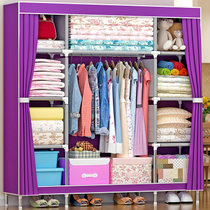 索尔诺衣柜 简易 布衣柜 加固 组合折叠衣橱 加厚无纺布布衣橱加高加宽收纳柜1615(紫色 1615)
