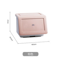 日本AKAW爱家屋碗筷收纳盒厨房台面带盖方盆碟碗柜家用沥水置物架(粉色)